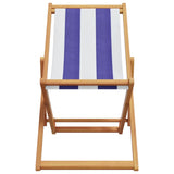 Blau-weißer Strandklappstuhl aus Eukalyptusholz/Stoff