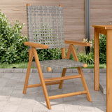 Garden chairs set of 2 gray solid acacia wood and rattan