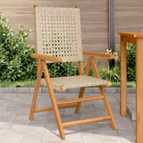 Gartenstühle, 2er-Set, beige, massives Akazienholz und Rattan