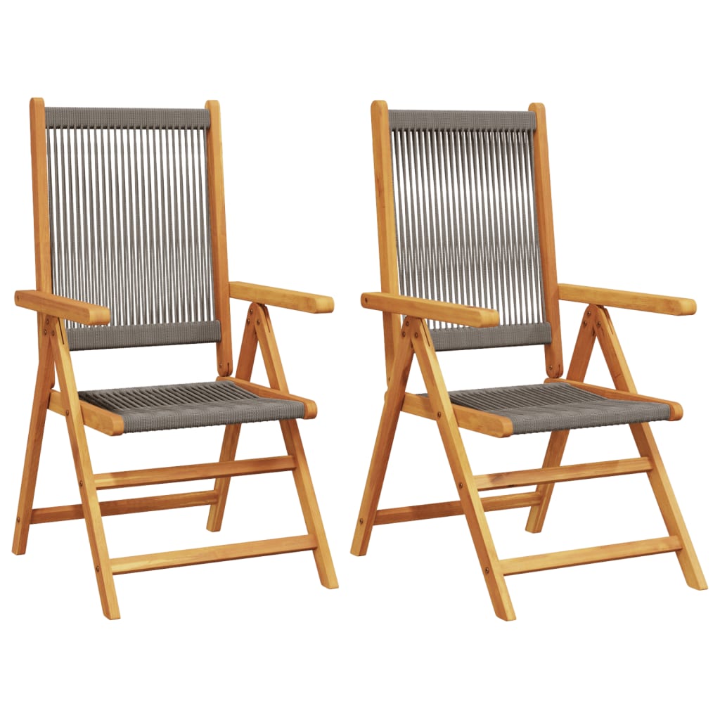 Chaises de jardin lot de 2 gris bois d'acacia et polypropylène