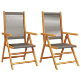 Garden chairs set of 2 gray acacia wood and polypropylene