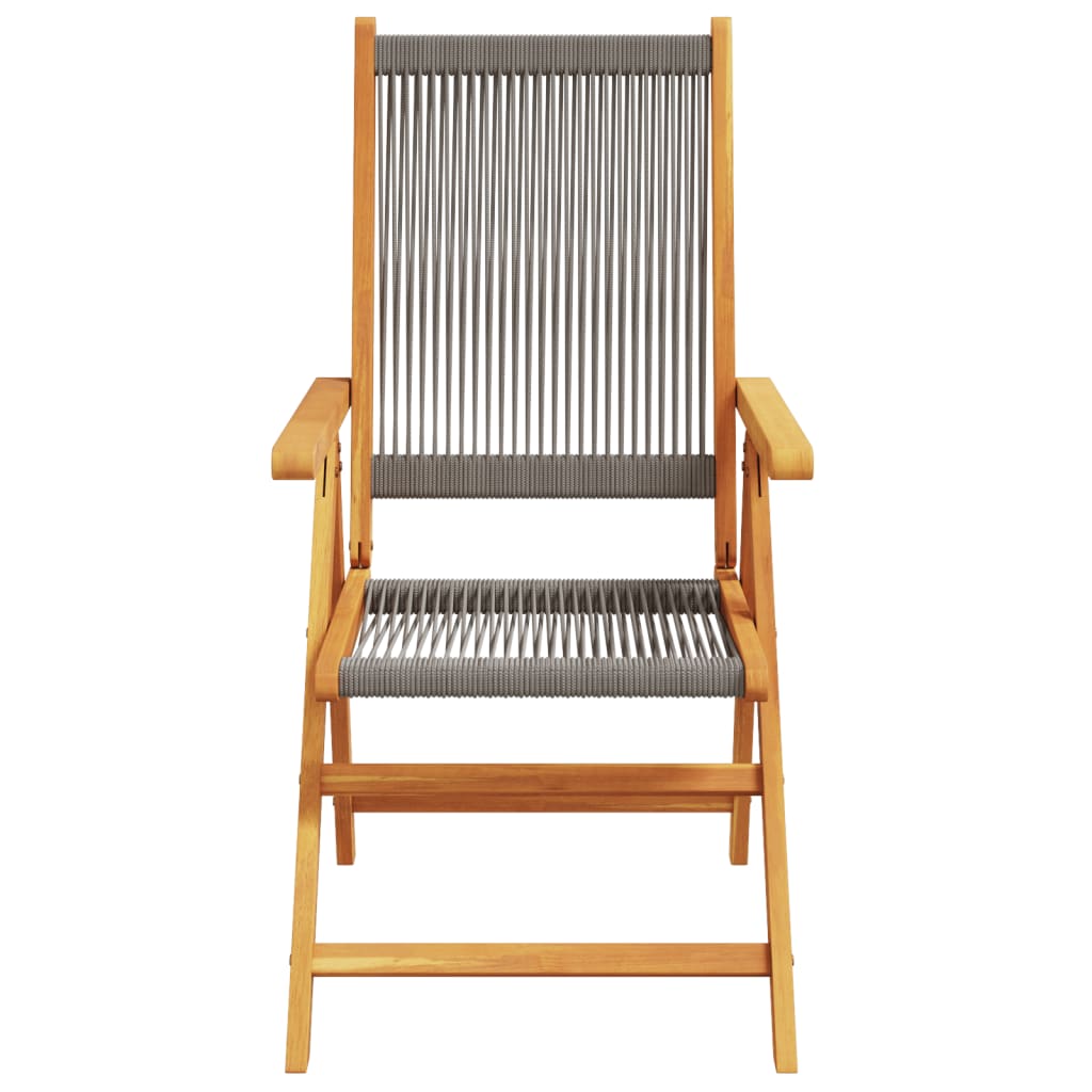 Garden chairs set of 2 gray acacia wood and polypropylene