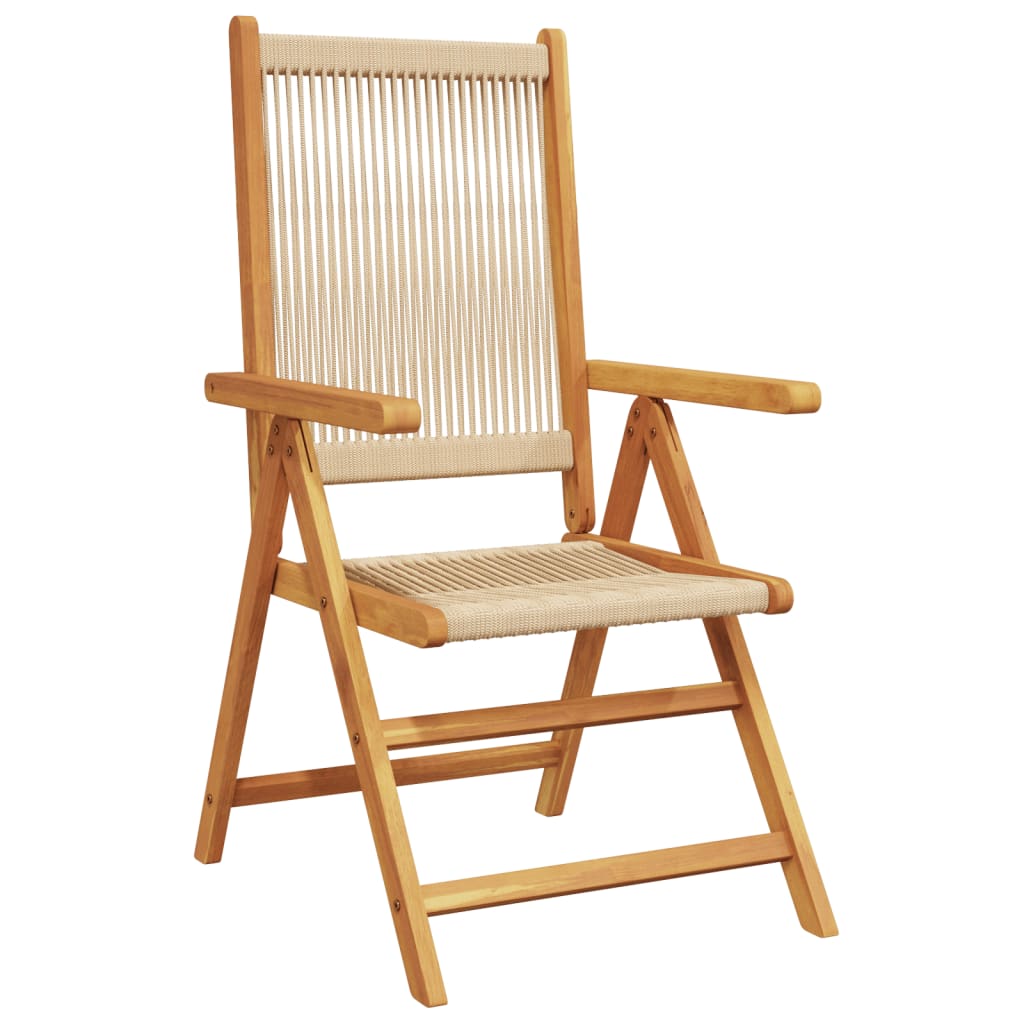 Chaises de jardin lot de 2 beige bois d'acacia et polypropylène