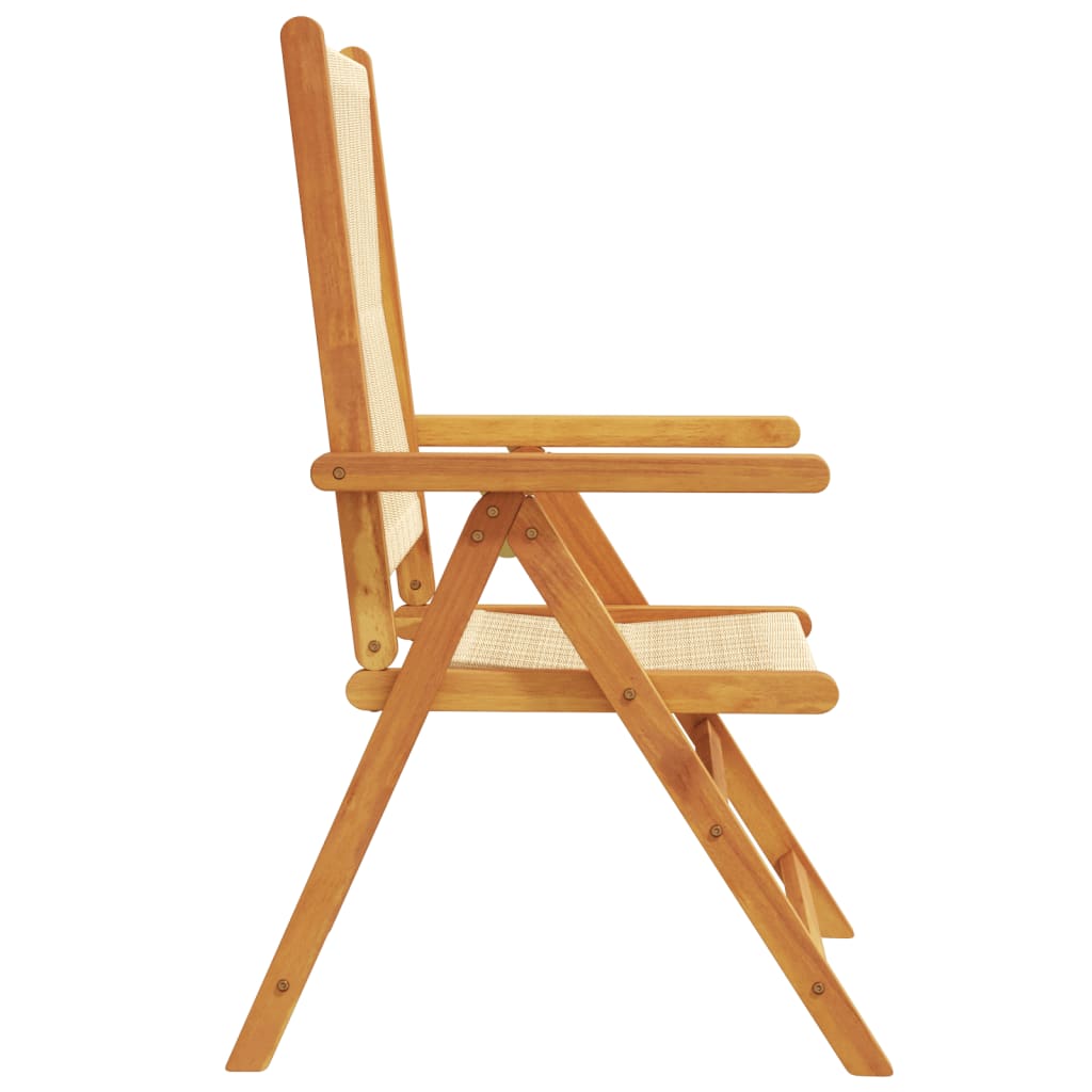 Chaises de jardin lot de 2 beige bois d'acacia et polypropylène