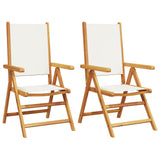 Garden chairs set of 2 cream white solid acacia wood fabric