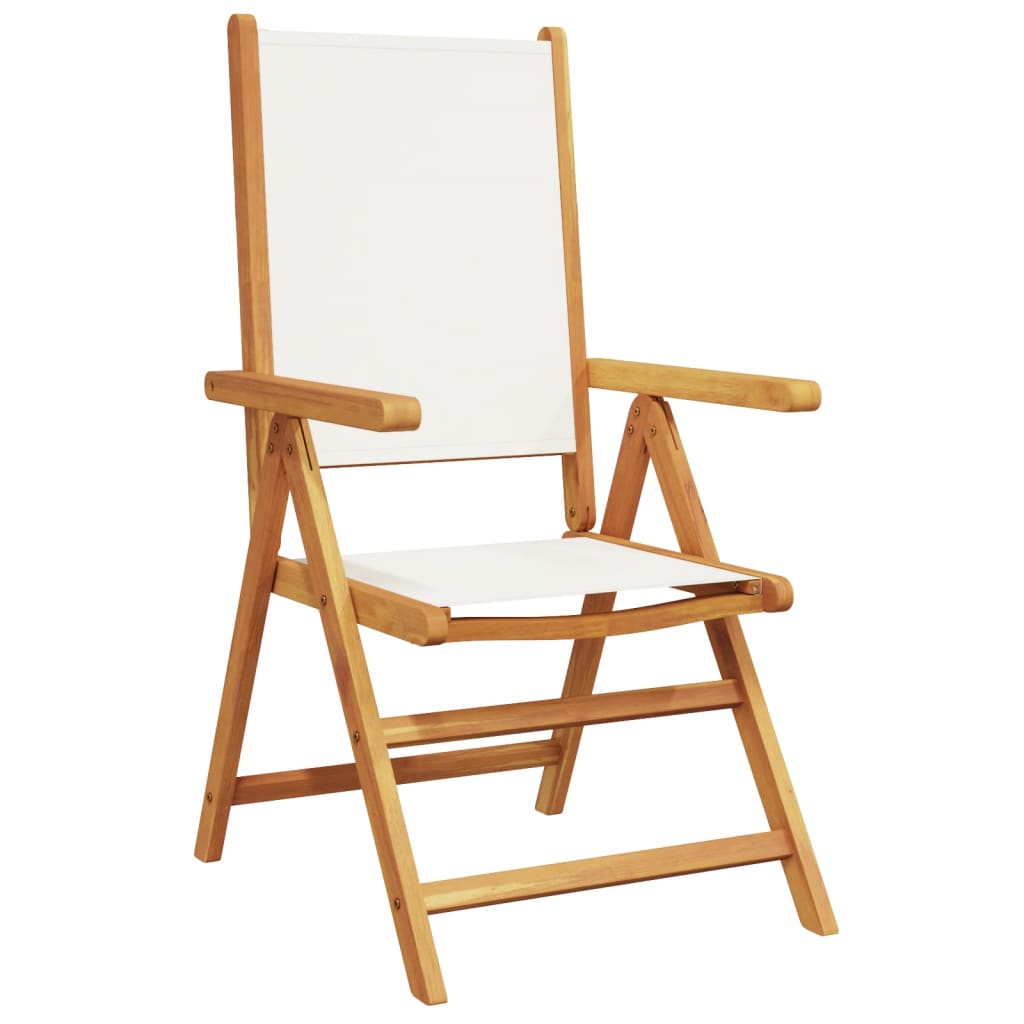 Garden chairs set of 2 cream white solid acacia wood fabric