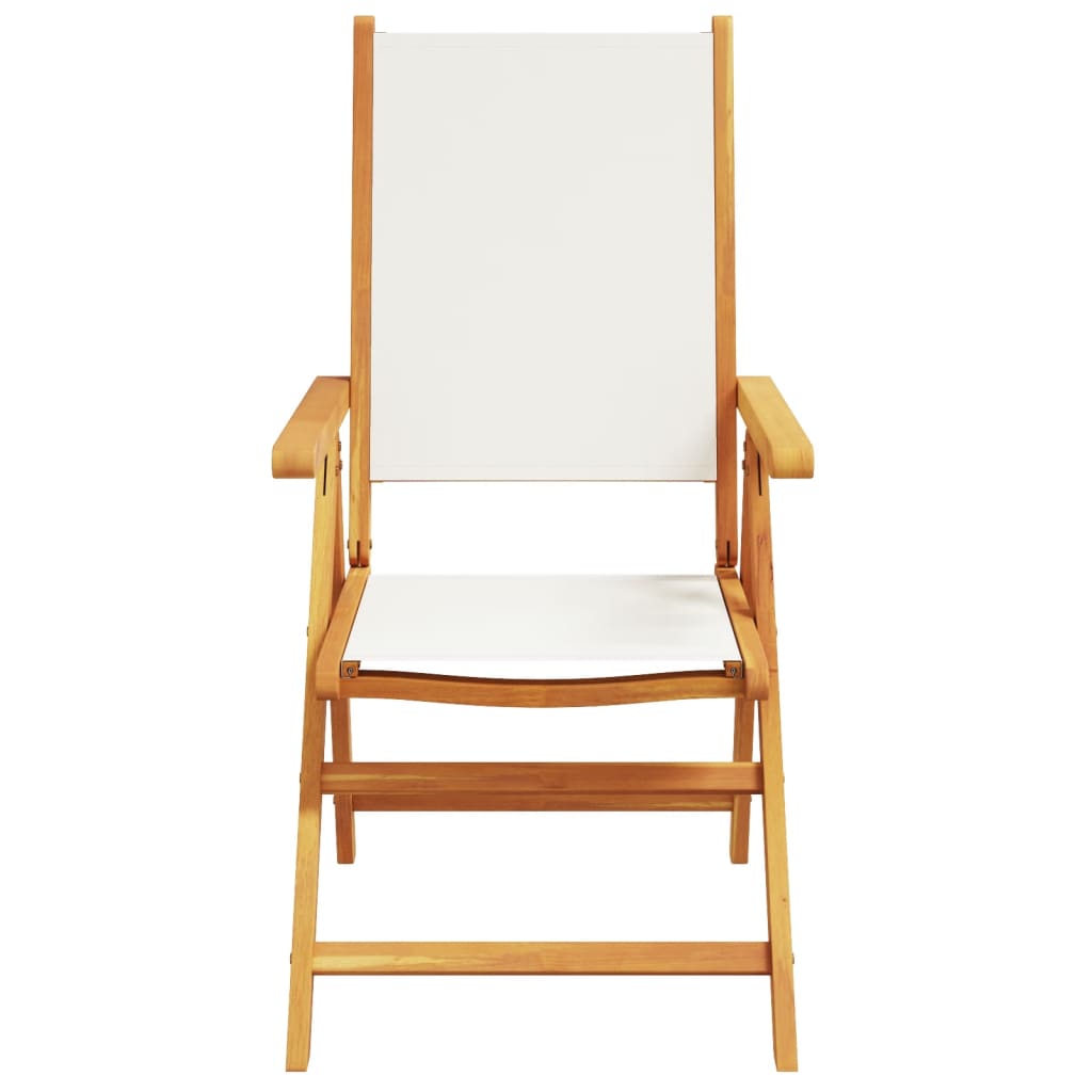 Garden chairs set of 2 cream white solid acacia wood fabric