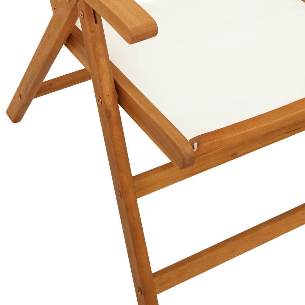 Garden chairs set of 2 cream white solid acacia wood fabric