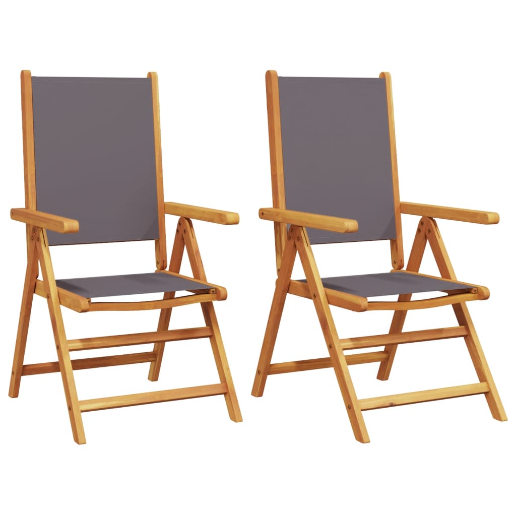 Garden chairs set of 2 anthracite solid acacia wood fabric