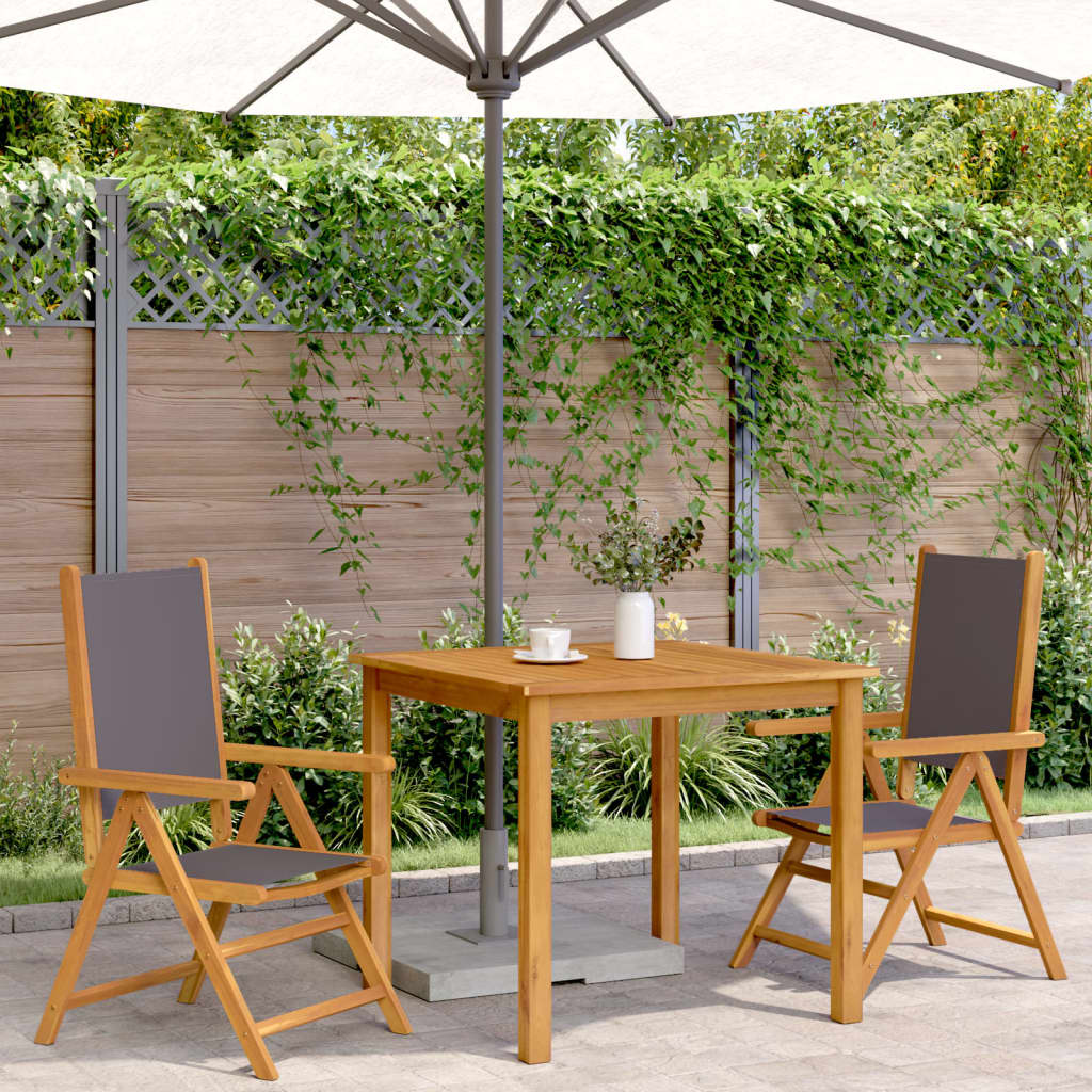 Chaises de jardin lot de 2 anthracite bois acacia massif tissu