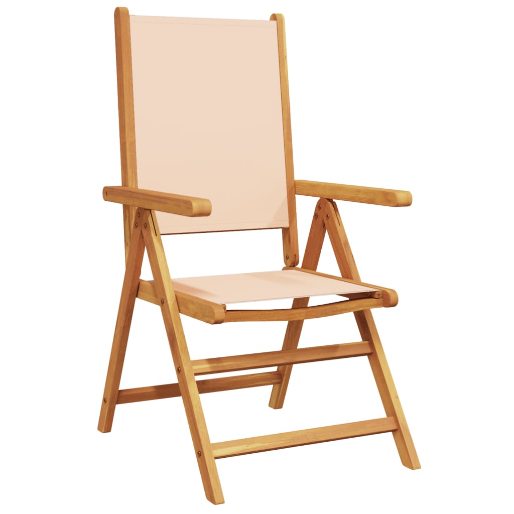 Garden chairs set of 2 beige solid acacia wood and fabric