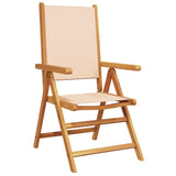 Garden chairs set of 2 beige solid acacia wood and fabric