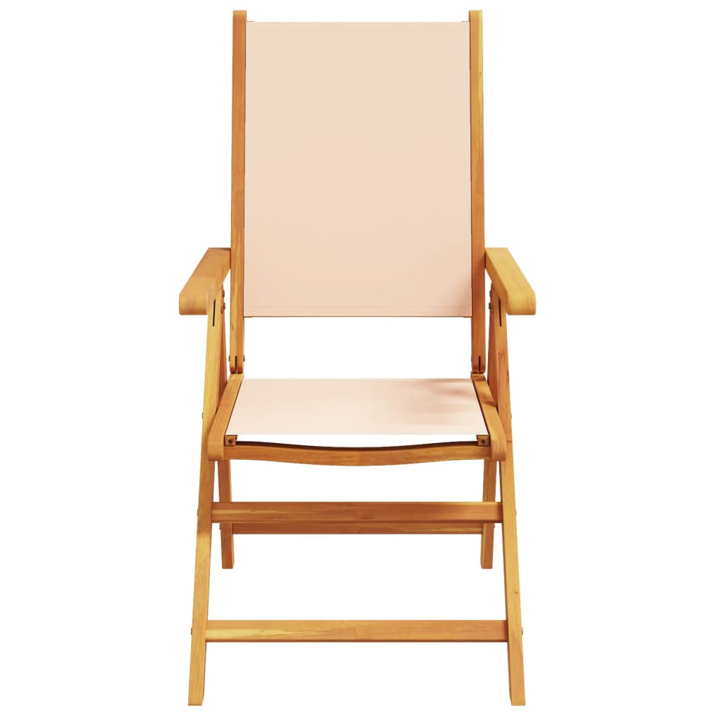 Garden chairs set of 2 beige solid acacia wood and fabric