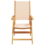 Garden chairs set of 2 beige solid acacia wood and fabric