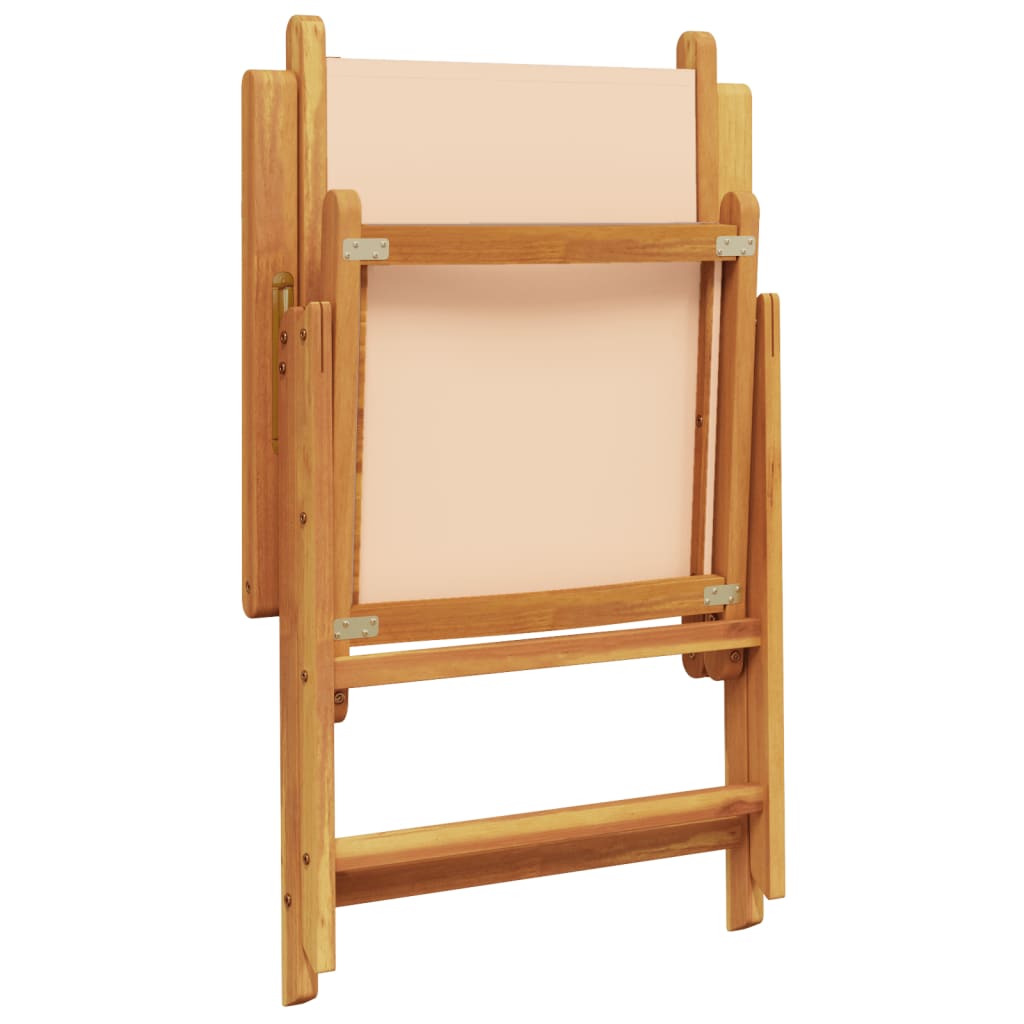 Chaises de jardin lot de 2 beige bois d'acacia massif et tissu