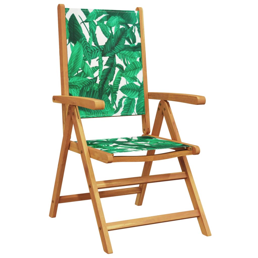 Garden chairs set of 2 acacia leaf pattern and fabric