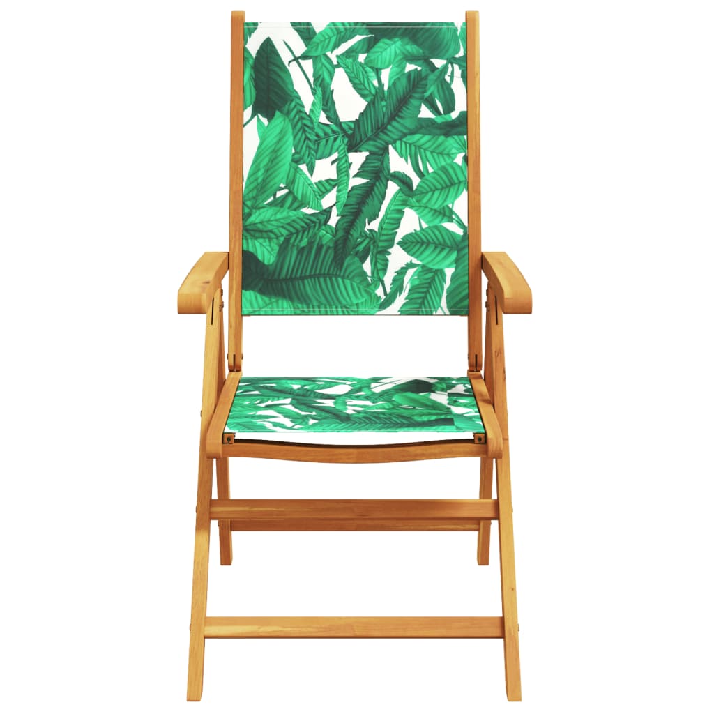 Garden chairs set of 2 acacia leaf pattern and fabric