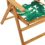 Garden chairs set of 2 acacia leaf pattern and fabric