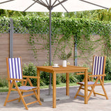 Chaises de jardin lot de 2 bleu/blanc bois acacia massif tissu