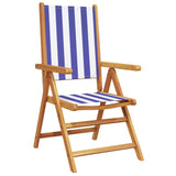 Chaises de jardin lot de 2 bleu/blanc bois acacia massif tissu