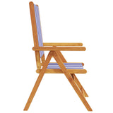 Garden chairs set of 2 blue/white solid acacia wood fabric