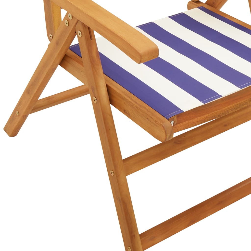 Garden chairs set of 2 blue/white solid acacia wood fabric