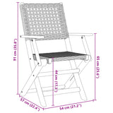 Chaises de jardin lot de 2 noir bois massif d'acacia et rotin