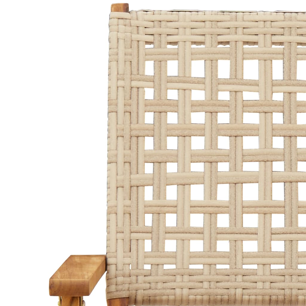 Gartenstühle, 2er-Set, beige, massives Akazienholz und Rattan