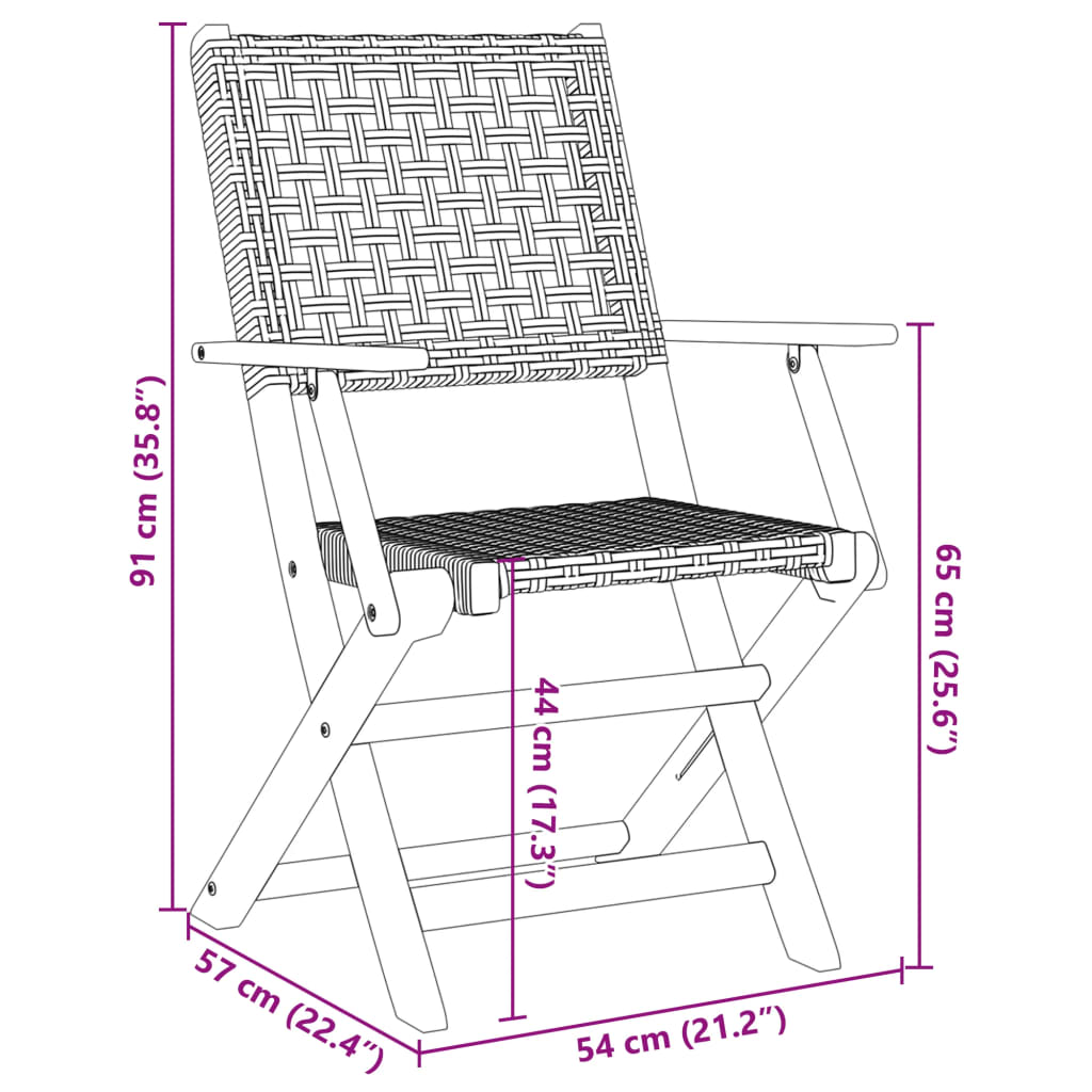 Gartenstühle, 2er-Set, beige, massives Akazienholz und Rattan