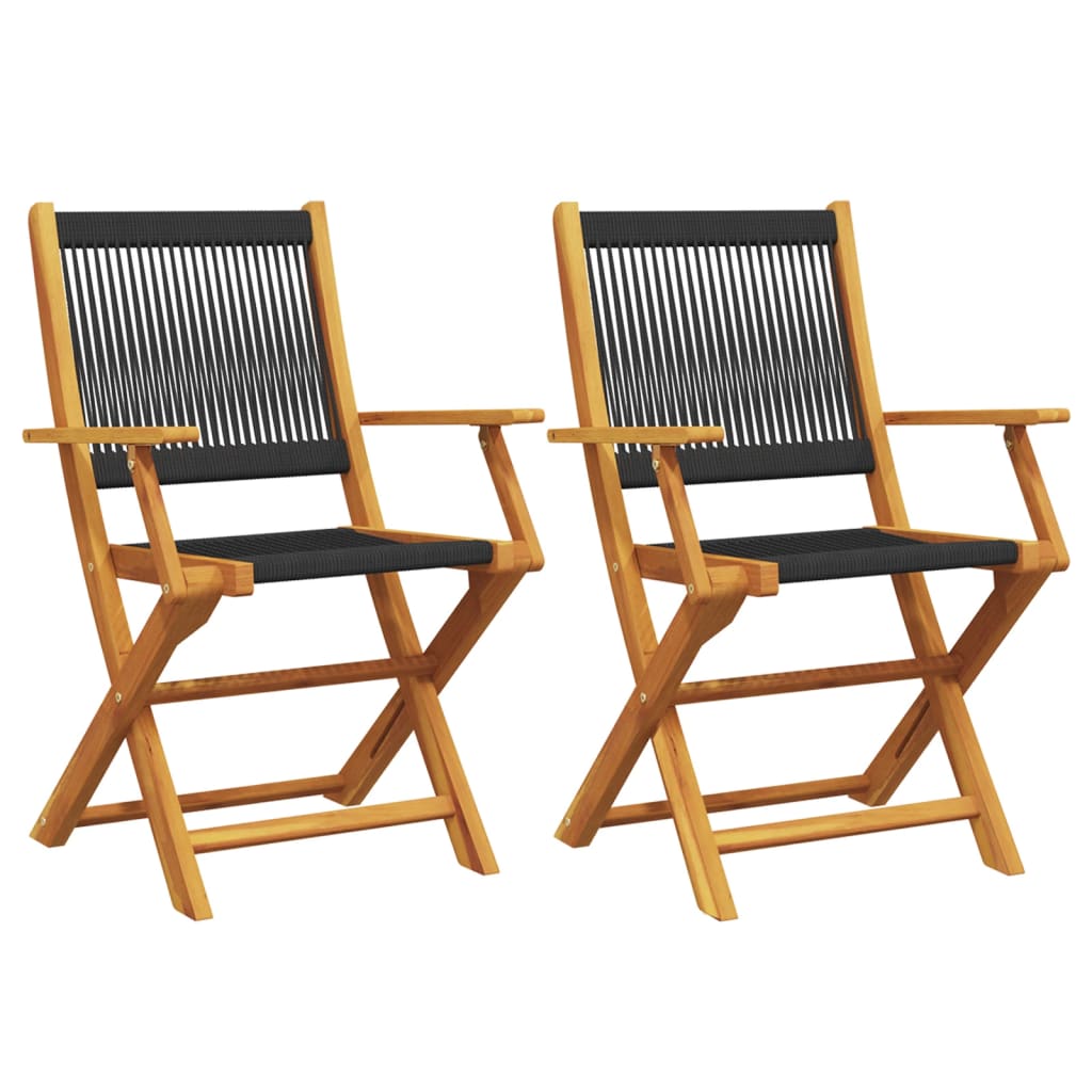 Chaises de jardin lot de 2 noir bois d'acacia et polypropylène