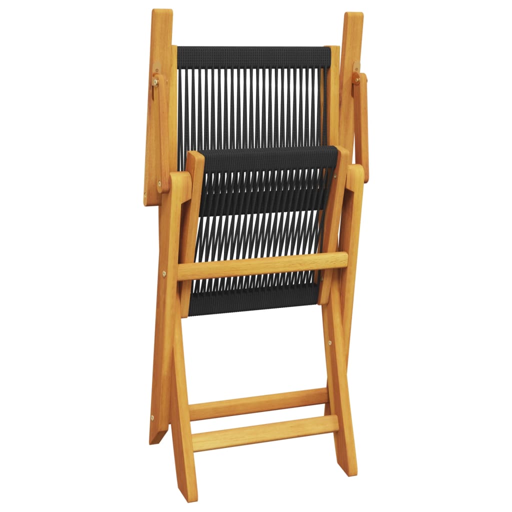 Chaises de jardin lot de 2 noir bois d'acacia et polypropylène