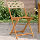 Bistro chairs set of 2 beige solid acacia wood and rattan