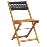 Bistro chairs set of 2 black acacia wood and rope