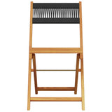 Bistro chairs set of 2 black acacia wood and rope