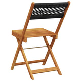 Bistro chairs set of 2 black acacia wood and rope