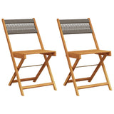 Bistro chairs set of 2 gray acacia wood and rope