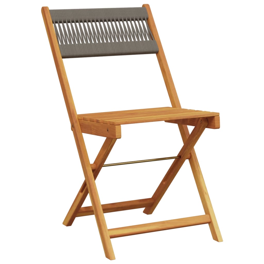 Bistro chairs set of 2 gray acacia wood and rope