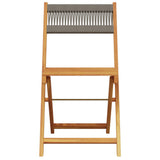 Bistro chairs set of 2 gray acacia wood and rope