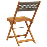 Bistro chairs set of 2 gray acacia wood and rope