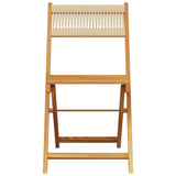 Bistro chairs set of 2 beige acacia wood and rope