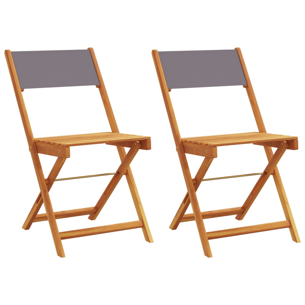 Bistro chairs set of 2 anthracite solid acacia wood fabric