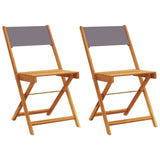 Bistro chairs set of 2 anthracite solid acacia wood fabric