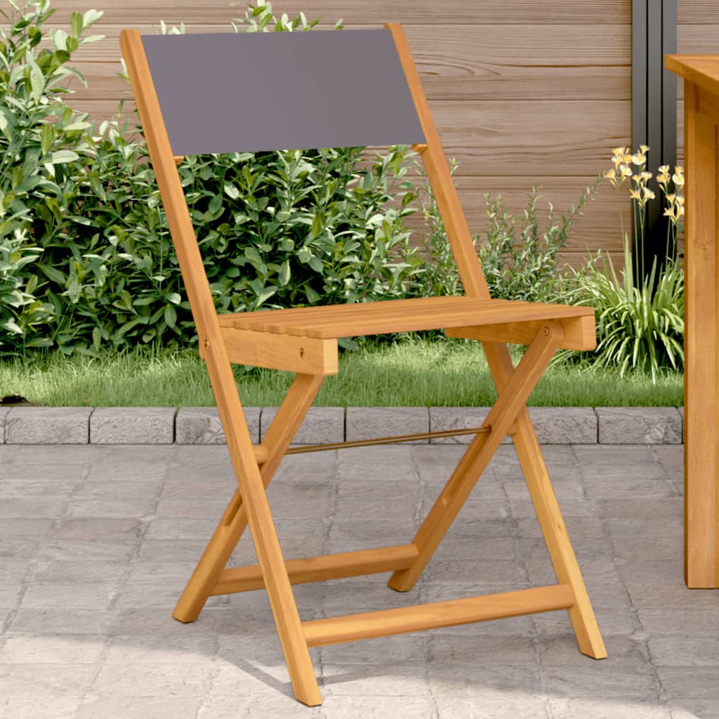 Bistro chairs set of 2 anthracite solid acacia wood fabric