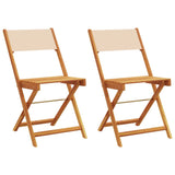 Bistro chairs set of 2 beige solid acacia wood and fabric