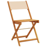 Bistro chairs set of 2 beige solid acacia wood and fabric