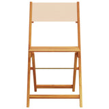 Bistro chairs set of 2 beige solid acacia wood and fabric