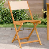 Bistro chairs set of 2 beige solid acacia wood and fabric