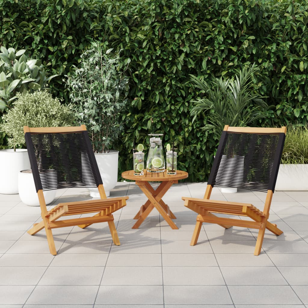 Chaises de jardin lot de 2 noir bois d'acacia et polypropylène