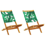 Chaises de jardin lot de 2 motif de feuilles acacia et tissu