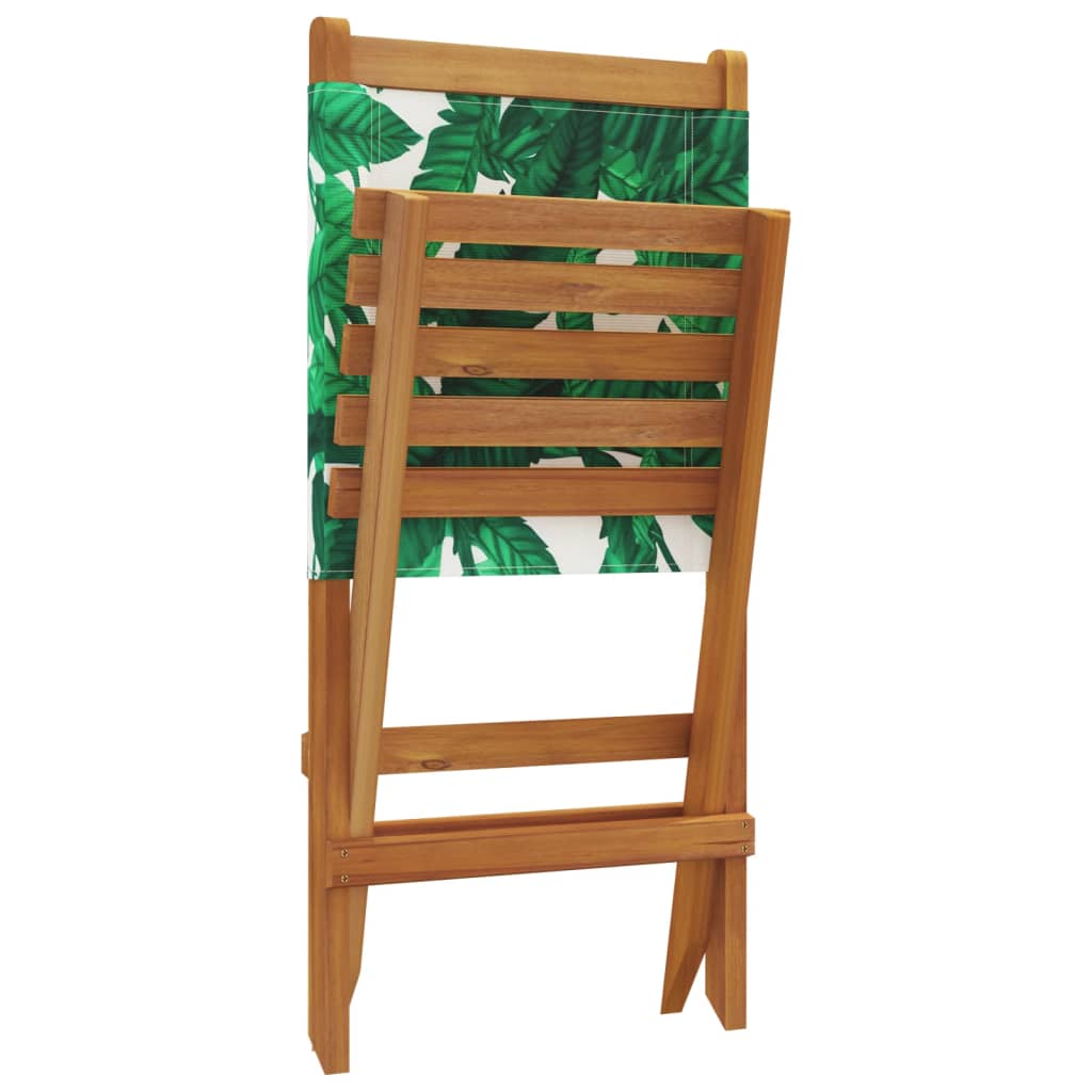 Chaises de jardin lot de 2 motif de feuilles acacia et tissu